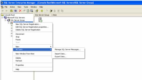 Import and export in SQL Server