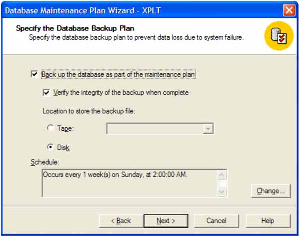 SQL Server maintenance plan