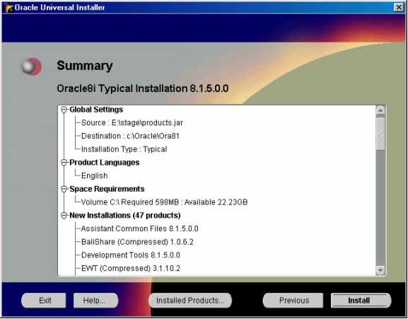 Oracle installation